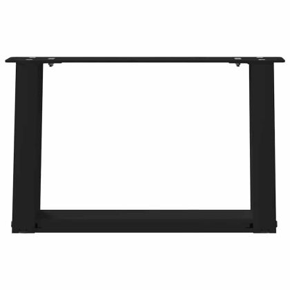 Крака за масичка за кафе, U-образни, 2 бр., черни, 50 x (30-31) см, стомана