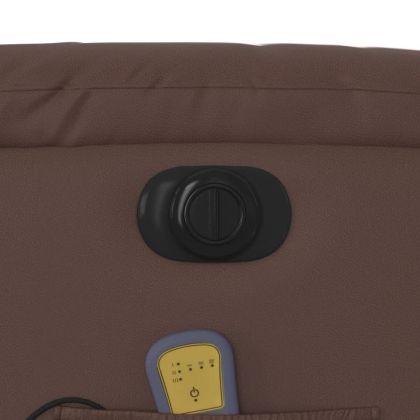 Електрически изправящ масажен реклайнер стол, кафяв, еко кожа