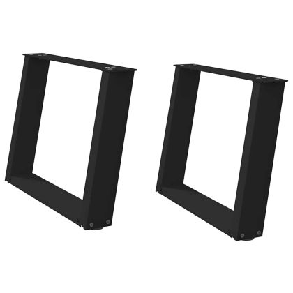 Крака за масичка за кафе, U-образни, 2 бр., черни, 60 x (42-43) см, стомана