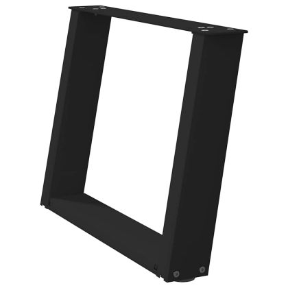 Крака за масичка за кафе, U-образни, 2 бр., черни, 70 x (42-43) см, стомана