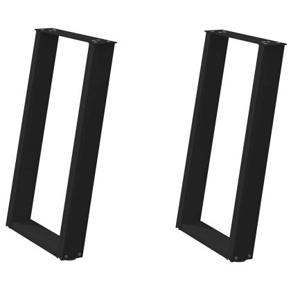 Крака за трапезна маса, U-образни, 2 бр., черни, 60 x (72-73) см, стомана
