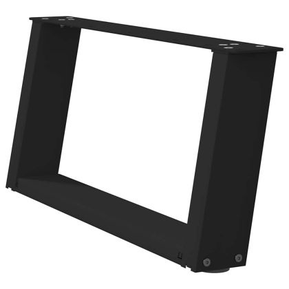 Крака за масичка за кафе, U-образни, 2 бр., черни, 60 x (30-31) см, стомана