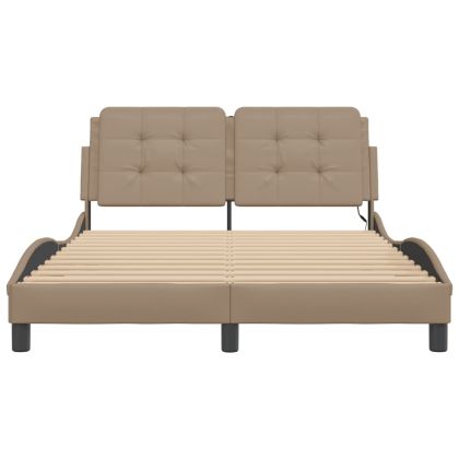 Рамка за легло с LED без матрак Zadar, капучино, 120x200 см