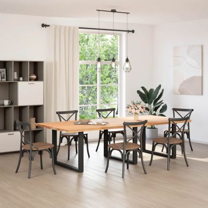 Крака за трапезна маса, U-образни, 3 бр., черни, 100 x (72-73) см, стомана