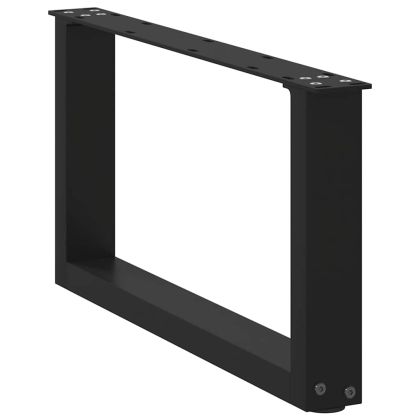 Крака за масичка за кафе, U-образни, 2 бр., черни, 70 x (30-31) см, стомана