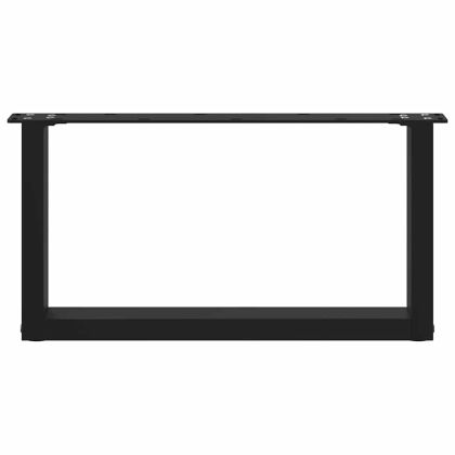 Крака за масичка за кафе, U-образни, 2 бр., черни, 70 x (30-31) см, стомана