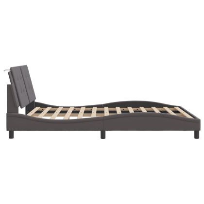 Рамка за легло с LED без матрак Zadar, сива, 160x200 cм