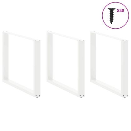 Крака за трапезна маса, U-образни, 3 бр., бели, 100 x (72-73) см, стомана