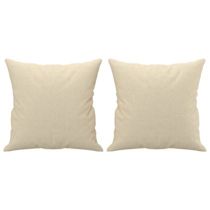 3-местен диван с декоративни възглавници кремав 180 см плат