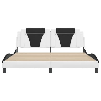 Рамка за легло Viana с LED без матрак бяло-черна 180x200 см
