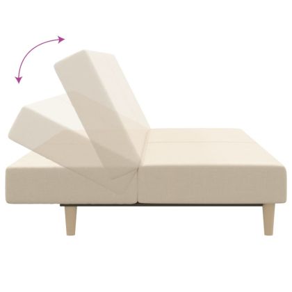 2-местно разтегателно канапе, кремаво, текстил