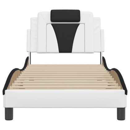 Рамка за легло Viana без матрак, бяло-черна, 90x200 см, изкуствена кожа