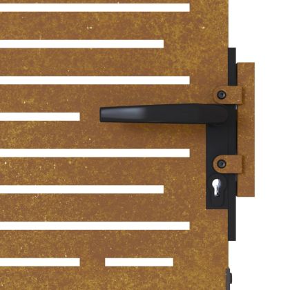 Градинска порта 85x175 см, кортенова стомана, квадратен дизайн