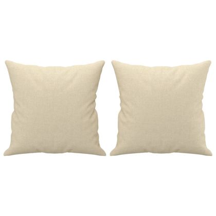 Комплект дивани 2 части с възглавници кремав плат текстил