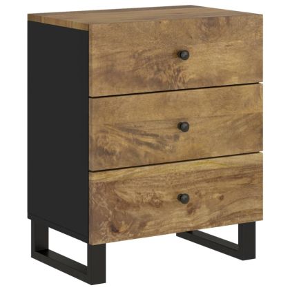 Нощно шкафче, 50x33x62 см, масивно манго и инженерно дърво