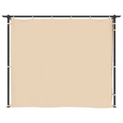 Беседка със завеси, 3х3 м, кремава, стомана