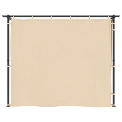 Беседка със завеси, 3х3 м, кремава, стомана