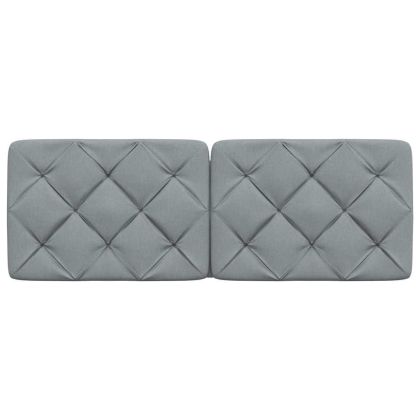 Мека табла за легло, светлосива, 140 см, плат