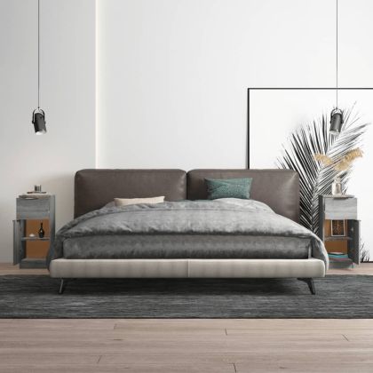 Сайдборди, 2 бр, сив сонома, 30x30x70 см, инженерно дърво