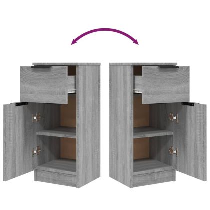 Сайдборди, 2 бр, сив сонома, 30x30x70 см, инженерно дърво