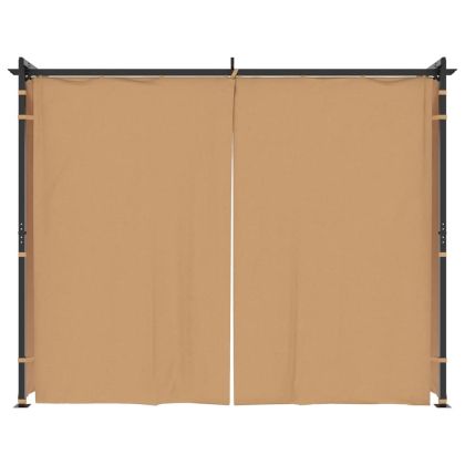 Беседка със завеси, 3х3 м, таупе, стомана