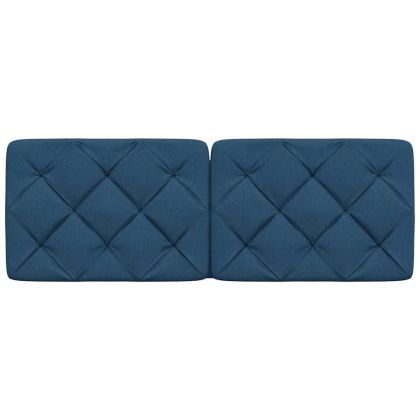 Мека табла за легло, синя, 120 см, плат