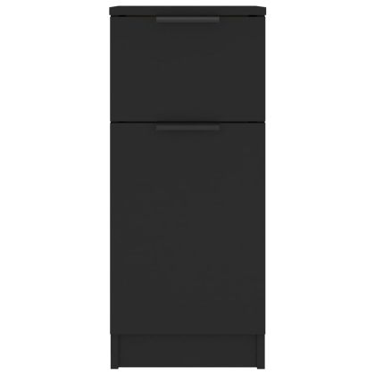 Странични шкафове, 2 бр, черни, 30x30x70 см, инженерно дърво