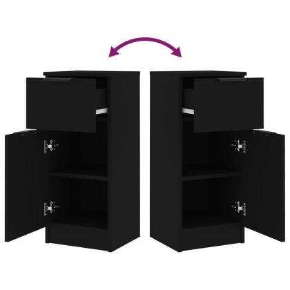 Странични шкафове, 2 бр, черни, 30x30x70 см, инженерно дърво