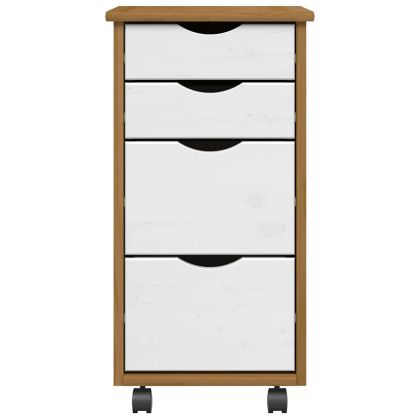 Шкаф с чекмеджета на колелца MOSS, меденокафяв, бор масив