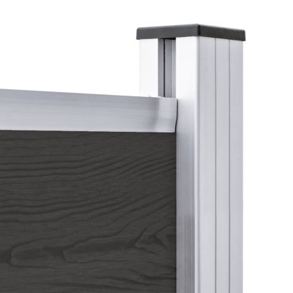 Ограден панел, WPC, 175x146 см, черен