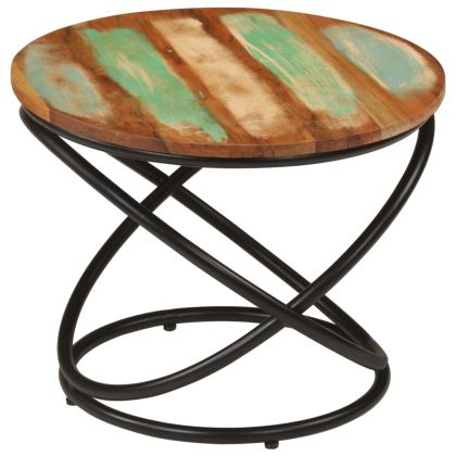 Маса за кафе Ø50x40 см масивно регенерирано дърво и стомана