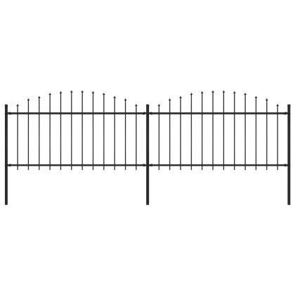 Градинска ограда с връх тип копие, стомана, 359x150 см, черна
