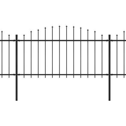 Градинска ограда с връх тип копие, стомана, 359x150 см, черна
