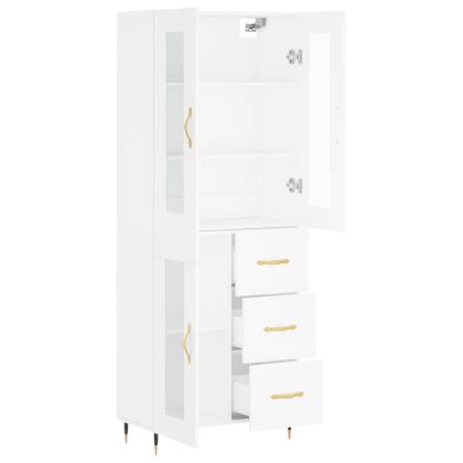 Висок шкаф, бял, 69,5x34x180 см, инженерно дърво