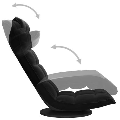 Въртящ се подов стол, черен, кадифе