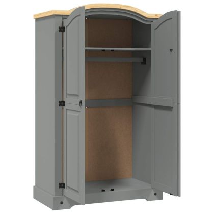 Гардероб, мексикански бор, стил Корона, 2 врати, сив