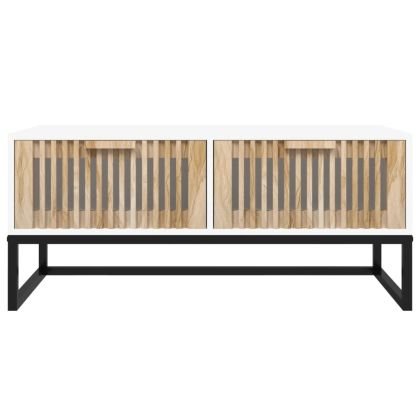 Кафе маса, бяла, 80x40x35 см, инженерно дърво и желязо