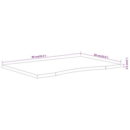 Плот за бюро, 90x60x2,5 см, правоъгълен, масивно дърво акация