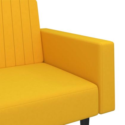 2-местно разтегателно канапе, жълто, кадифе