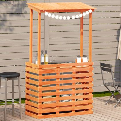 Външна бар маса с покрив, восъчнокафяв, 112,5x57x195,5 см