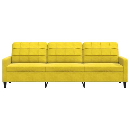 3-местен диван, Жълт, 210 см, кадифе