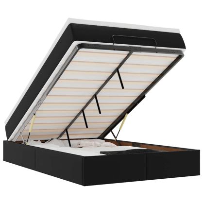 Османска легло с матрак, черно, 120x190 см, изкуствена кожа