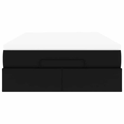 Османска легло с матрак, черно, 120x190 см, изкуствена кожа