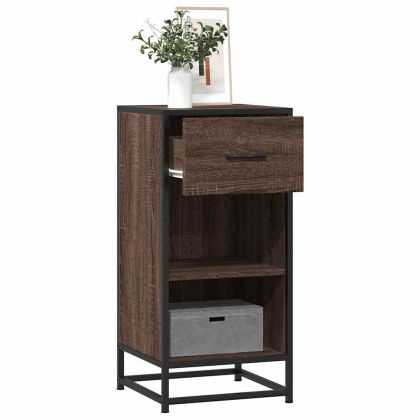 Сайдборд, кафяв дъб, 35,5x35x76 см, инженерно дърво и метал