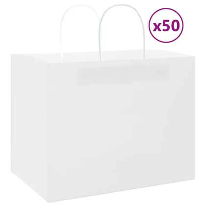 Хартиени торбички 50 бр с дръжки бели 32x22x28 см
