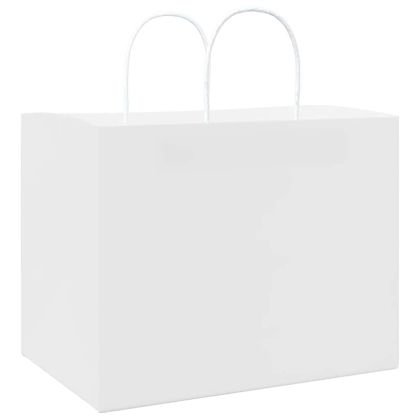 Хартиени торбички 50 бр с дръжки бели 32x22x28 см