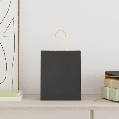 Хартиени торбички 250 бр с дръжки черни 18x8x22 см