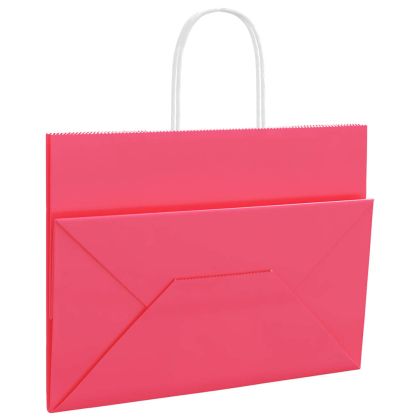 Хартиени торбички 250 бр с дръжки розови 32x17x25 см