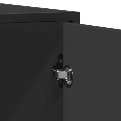 Сайдборд, черен, 94x35x76 см, инженерно дърво