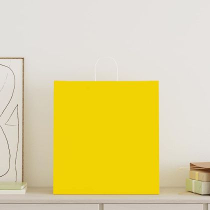 Хартиени торбички 50 бр с дръжки жълти 45x17x48 см